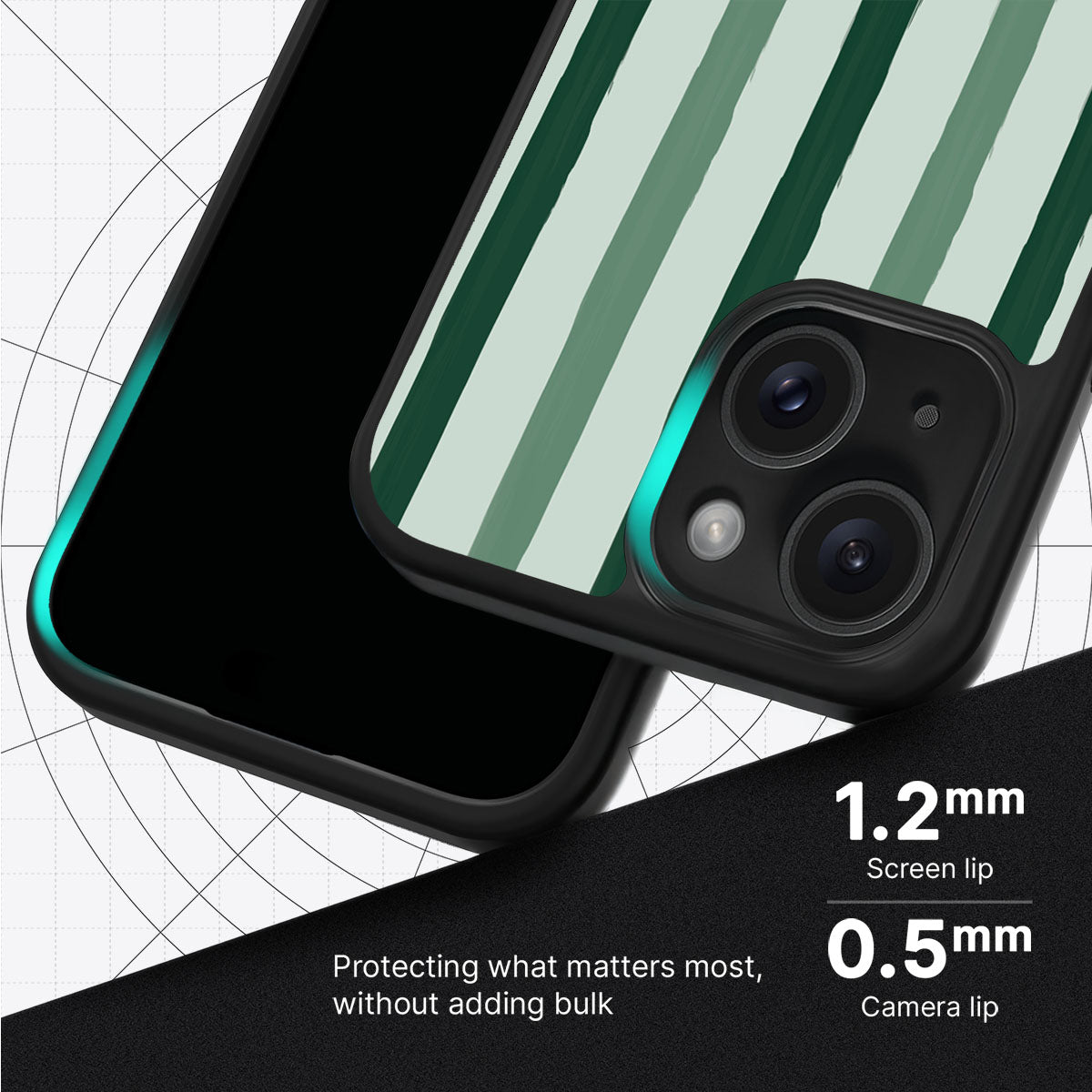 Green Watercolor Stripes - iPhone 14 Case #case type_core (magsafe), #case type_core (non magsafe)