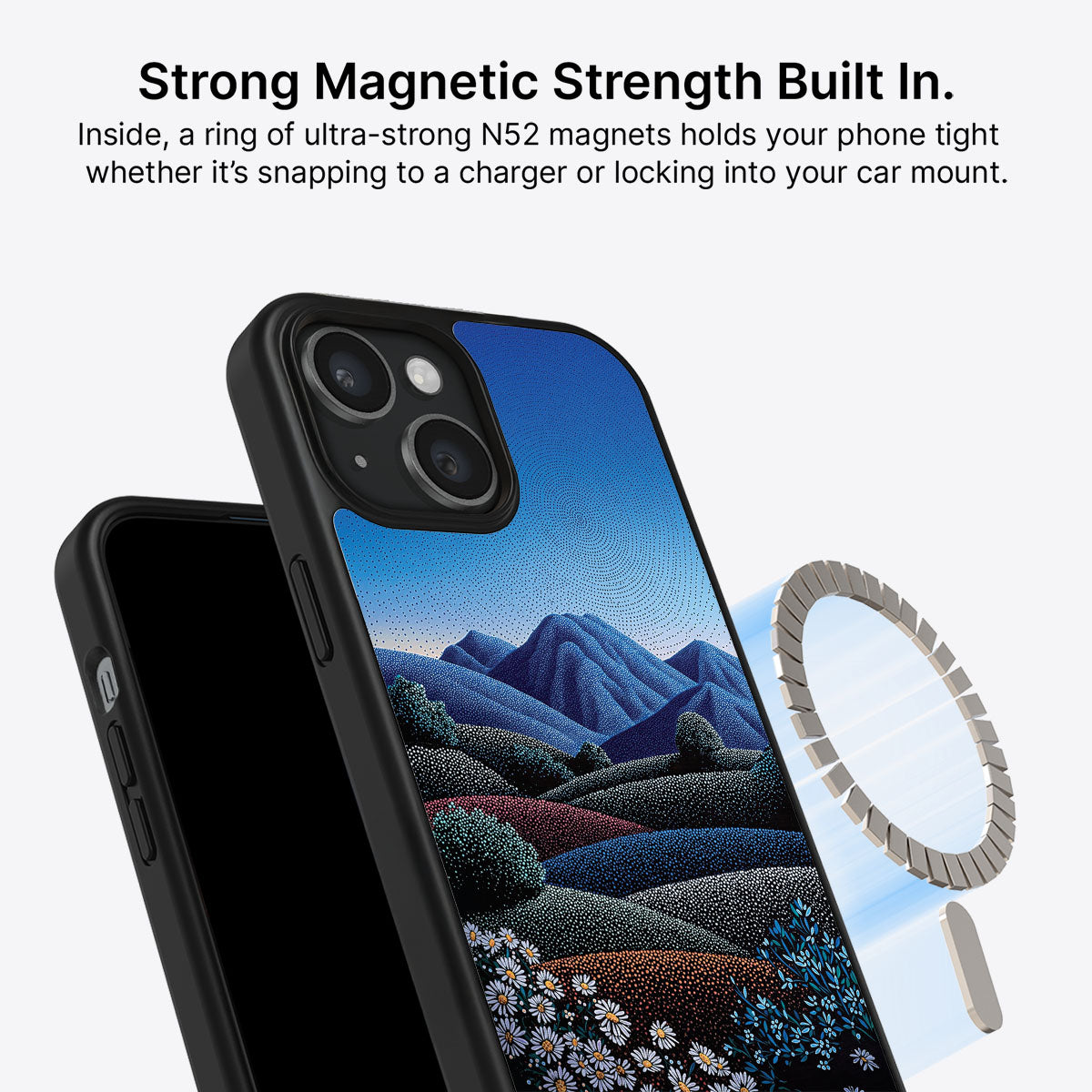 Blue Mountain Designer iPhone 14 Case – Indigo Hills | MagSafe