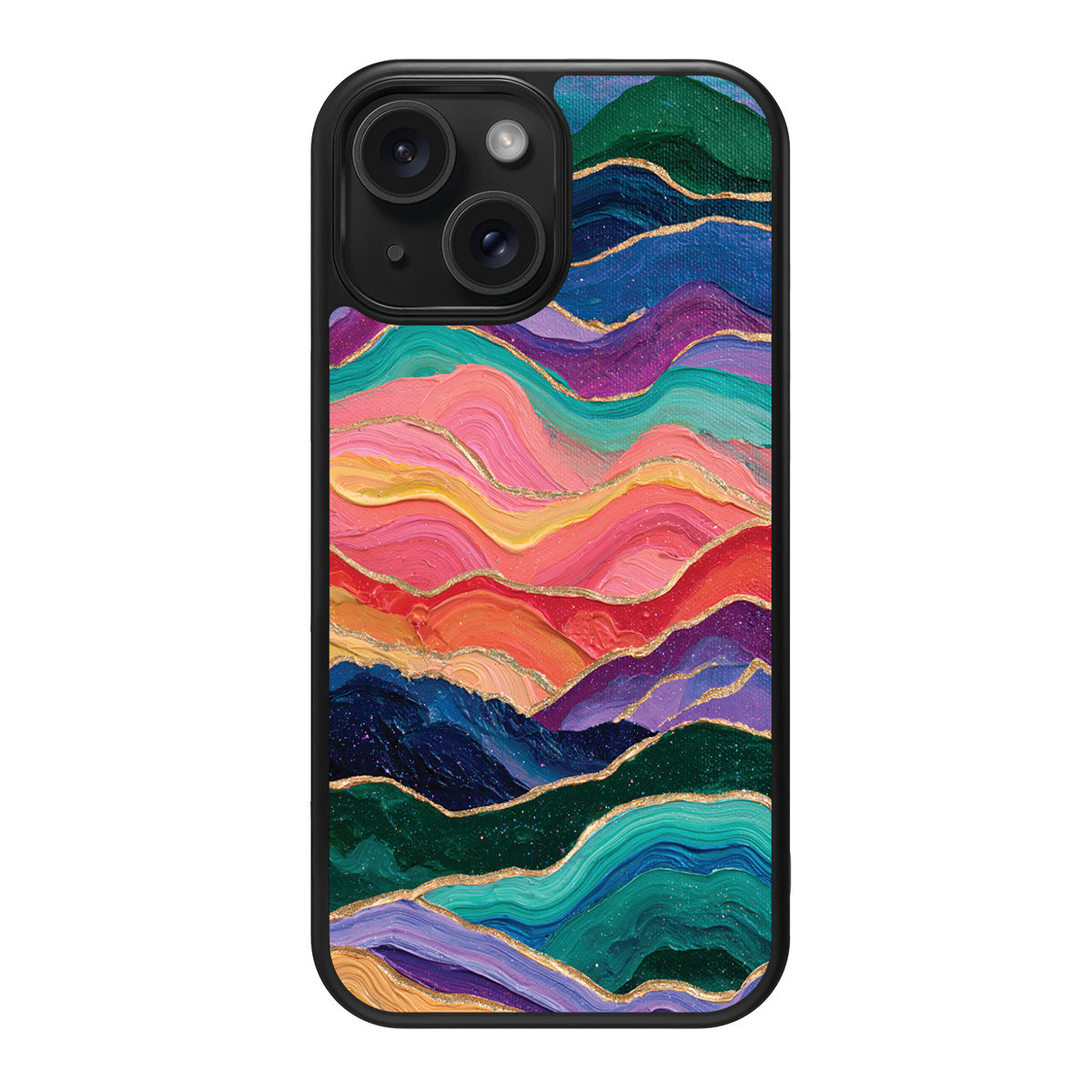 Painted Peaks design back view – iPhone 14 case