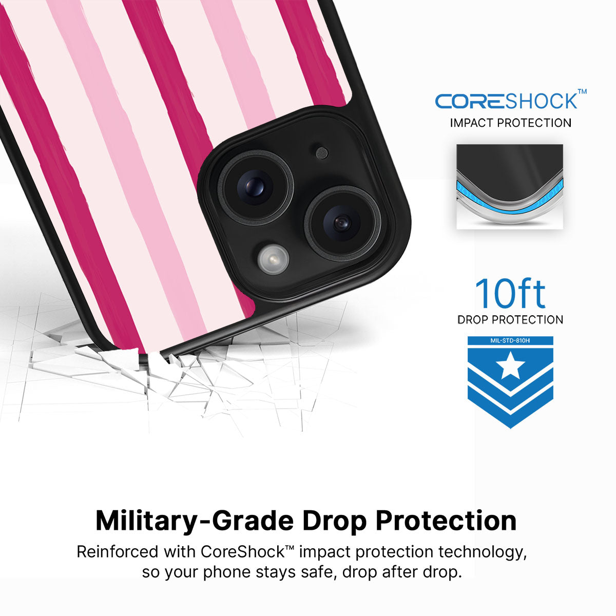 Pink Watercolor Stripes - iPhone 14 Case #case type_core (magsafe), #case type_core (non magsafe)