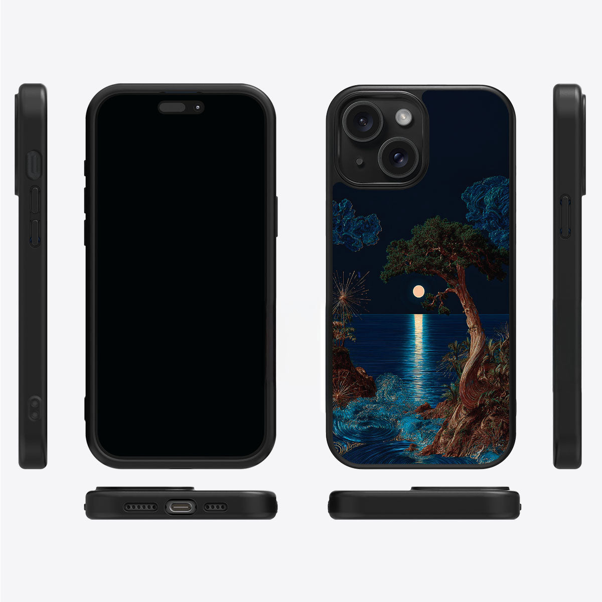 Quiet Moon iPhone 14 case cover – multi-angle view