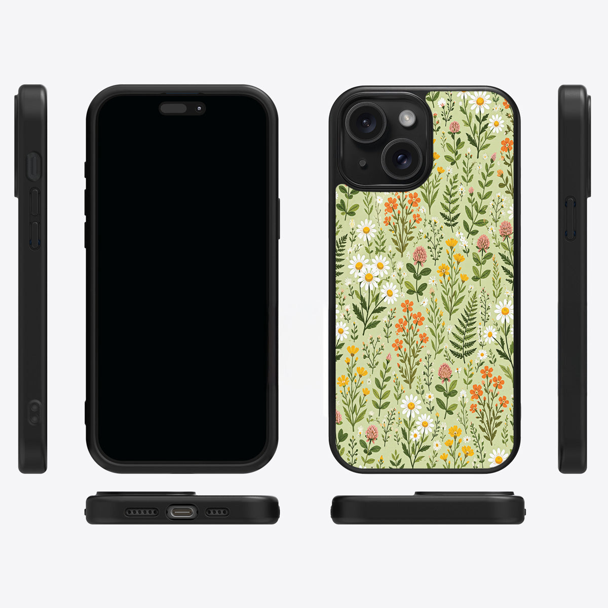 Wildflower Meadow iPhone 14 case cover – multi-angle view