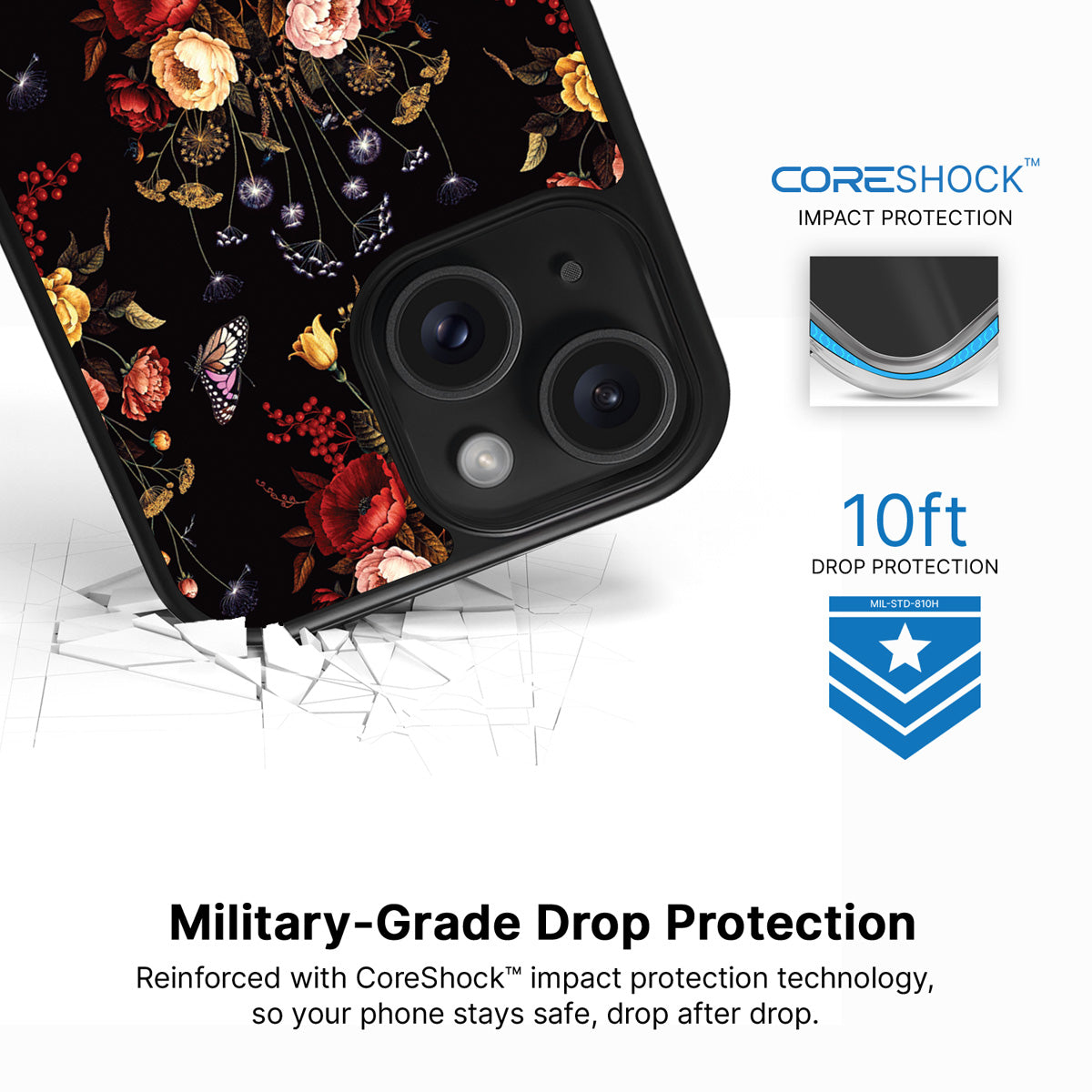 Kelmscott Bloom iPhone 14 Plus case with drop protection