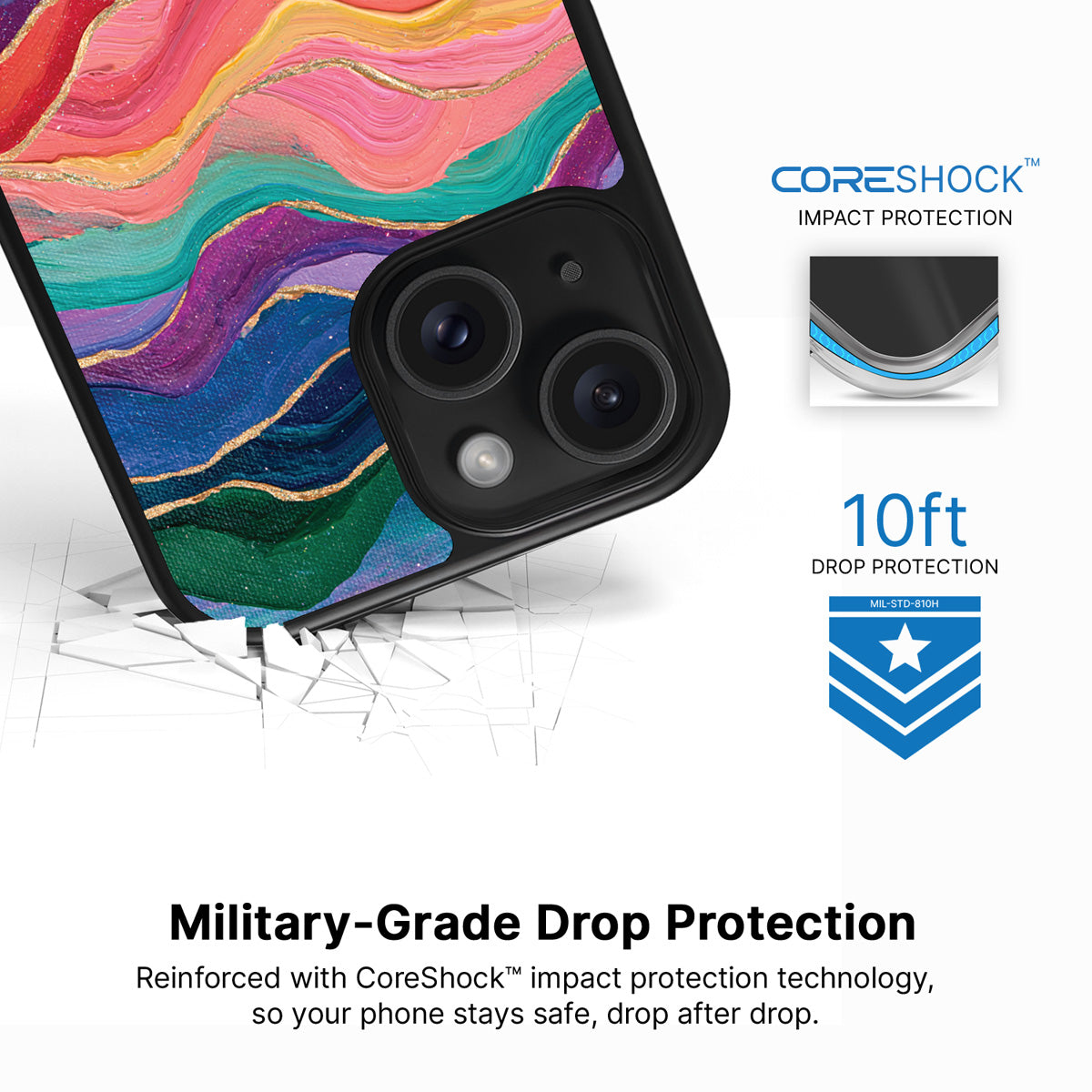 Painted Peaks iPhone 14 Plus case with drop protection