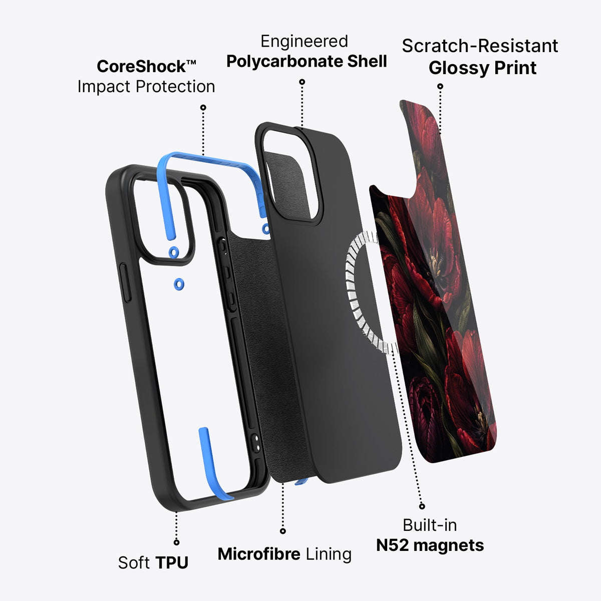 iPhone 14 Plus case construction – Scarlet Hour phone case