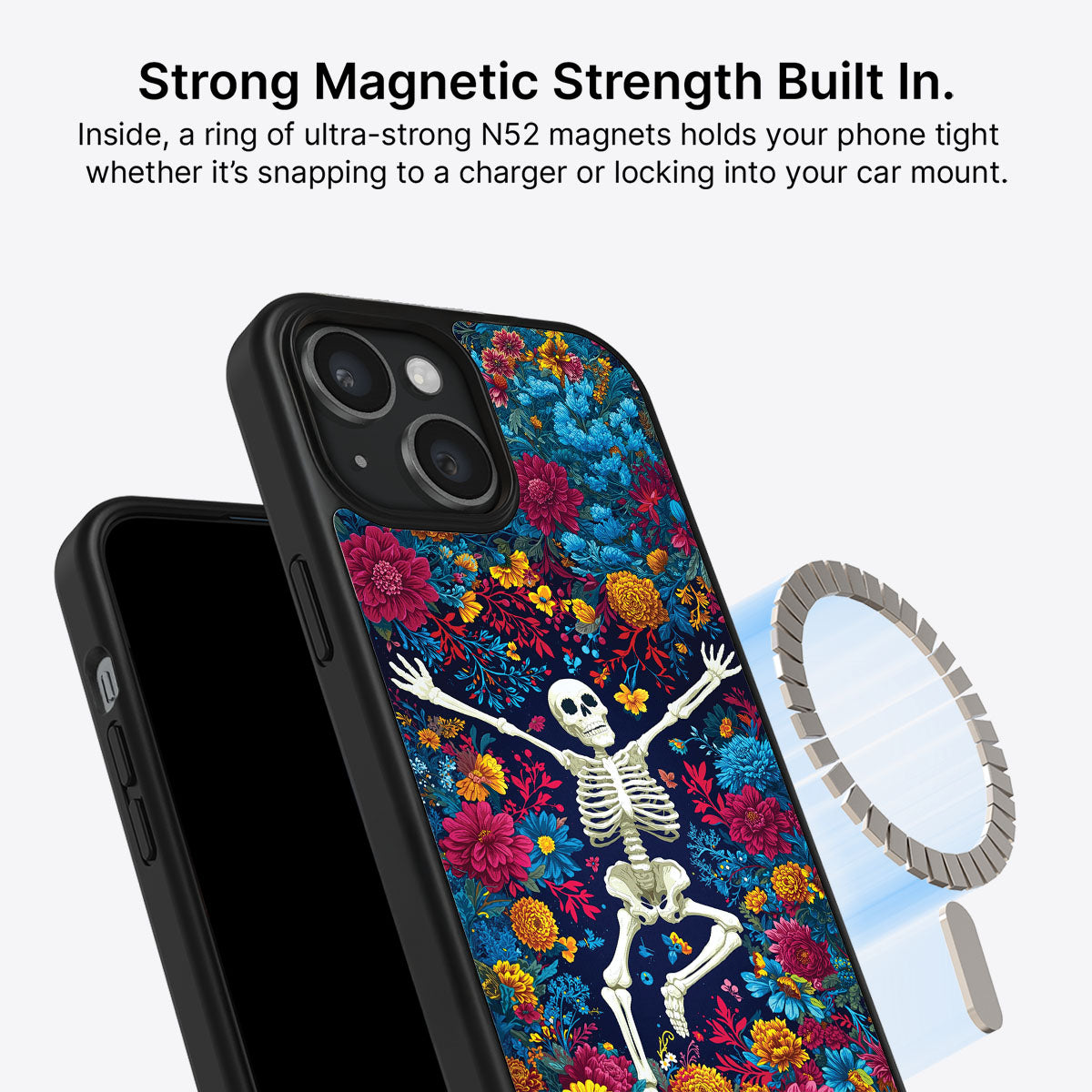 Floral Designer iPhone 14 Plus Case – Skeleton Garden | MagSafe