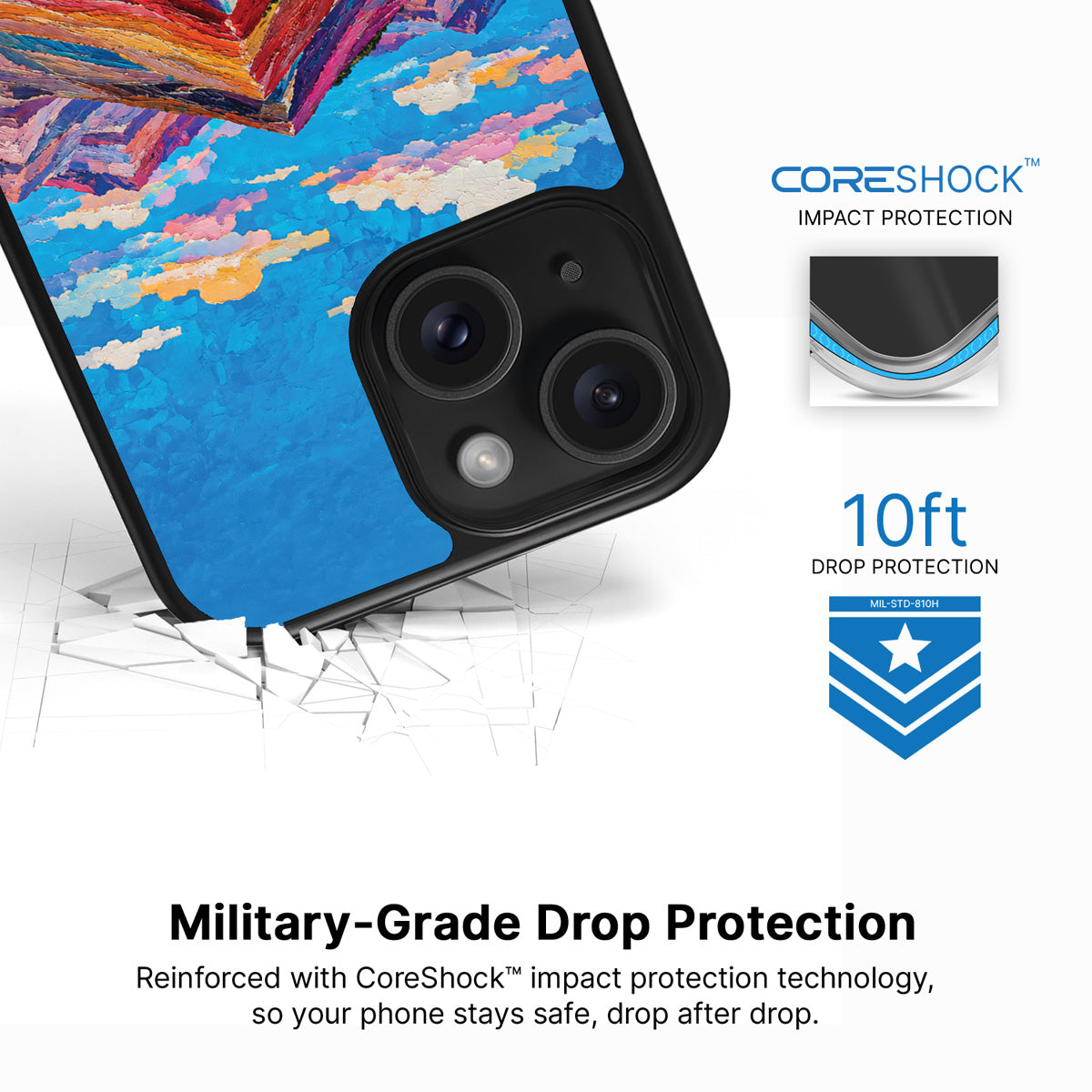 Spectrum Ridge iPhone 14 Plus case with drop protection