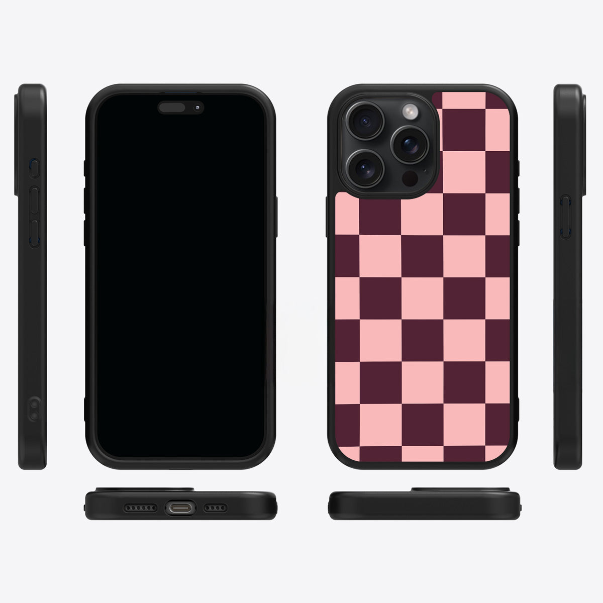 Claret Tile iPhone 14 Pro case cover – multi-angle view
