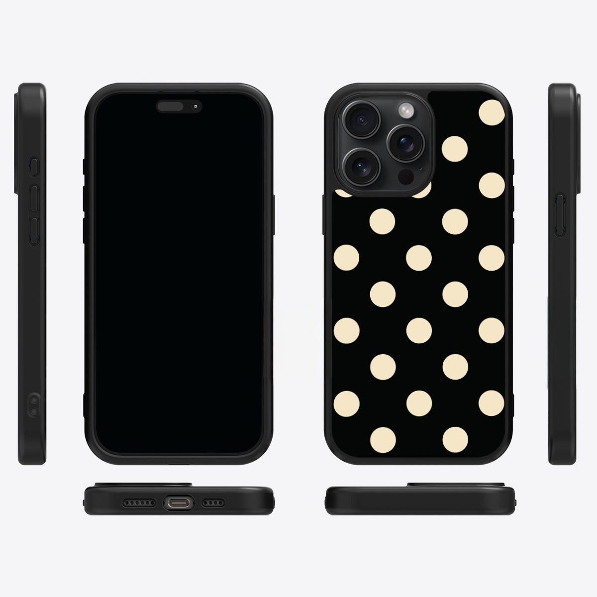 Noir Cream iPhone 14 Pro case cover – multi-angle view