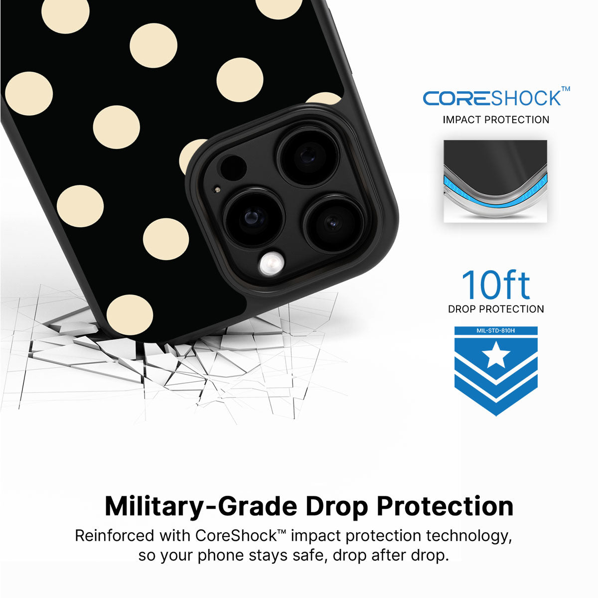 Noir Cream iPhone 14 Pro case with drop protection
