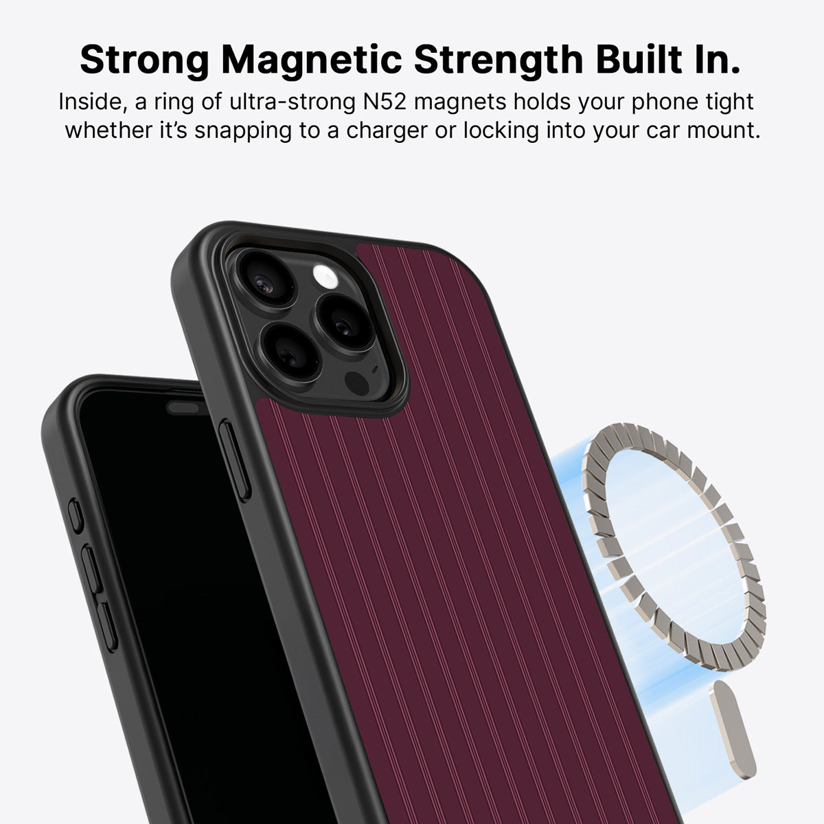 iPhone 14 Pro Max MagSafe case – Mulberry Pinstripe design