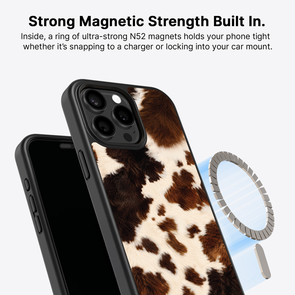 Cowhide Designer iPhone 14 Pro Max Case – Swiss Cow | MagSafe
