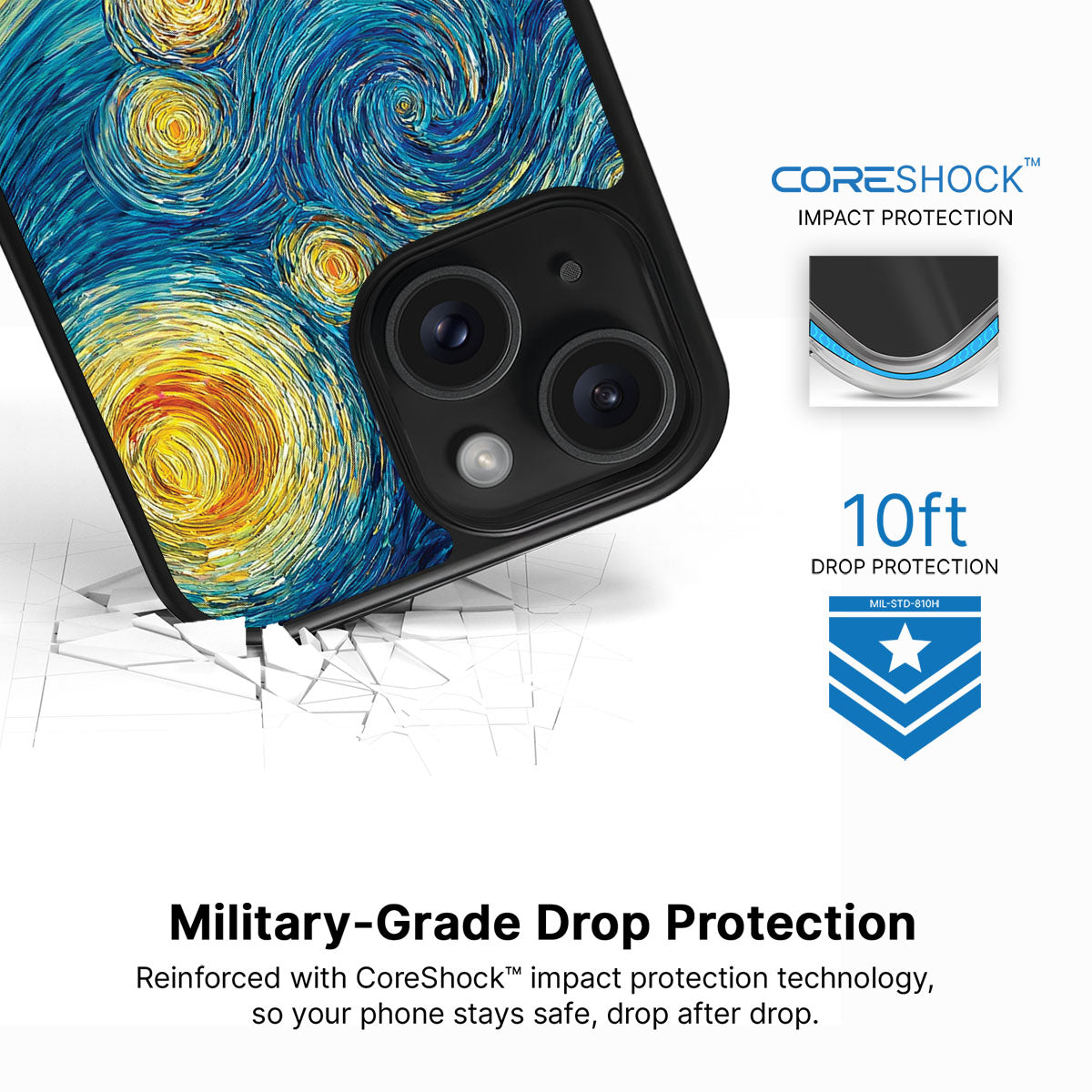 Astral Waves iPhone 15 case with drop protection
