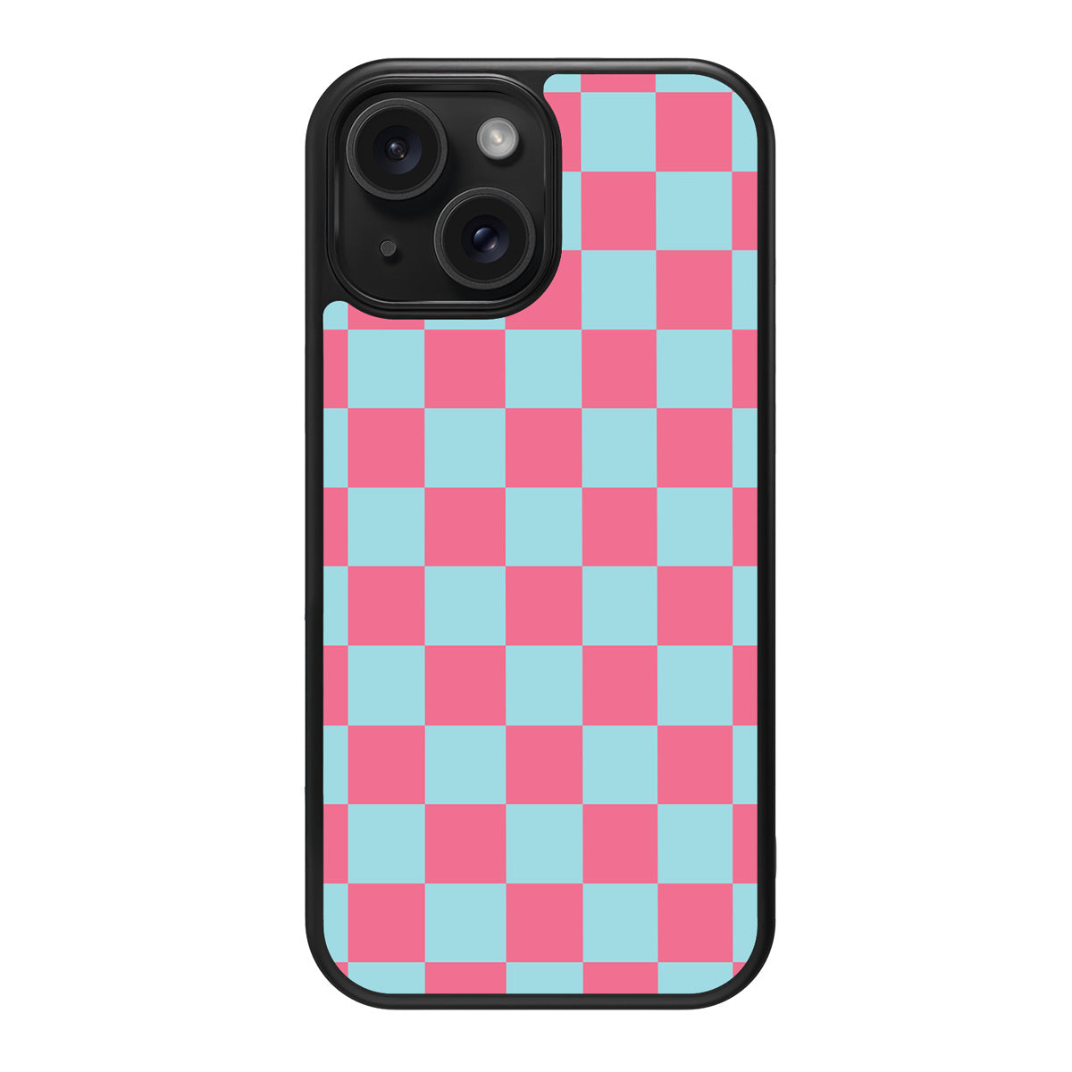 Blue Checkered Designer iPhone 15 Case – Candy Floss | MagSafe