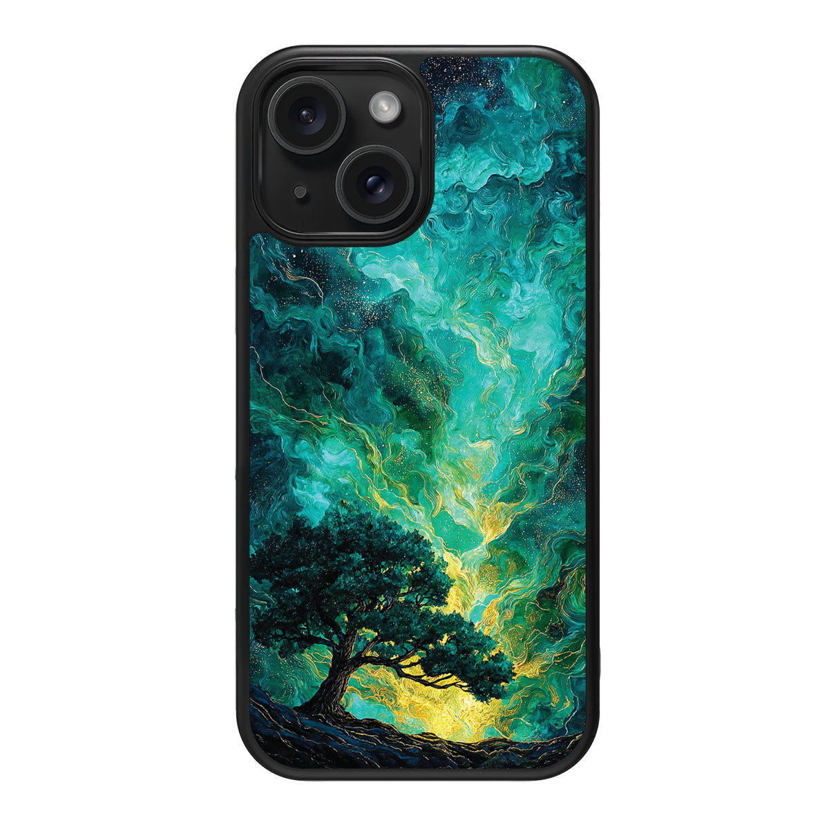 Emerald Storm design back view – iPhone 15 case