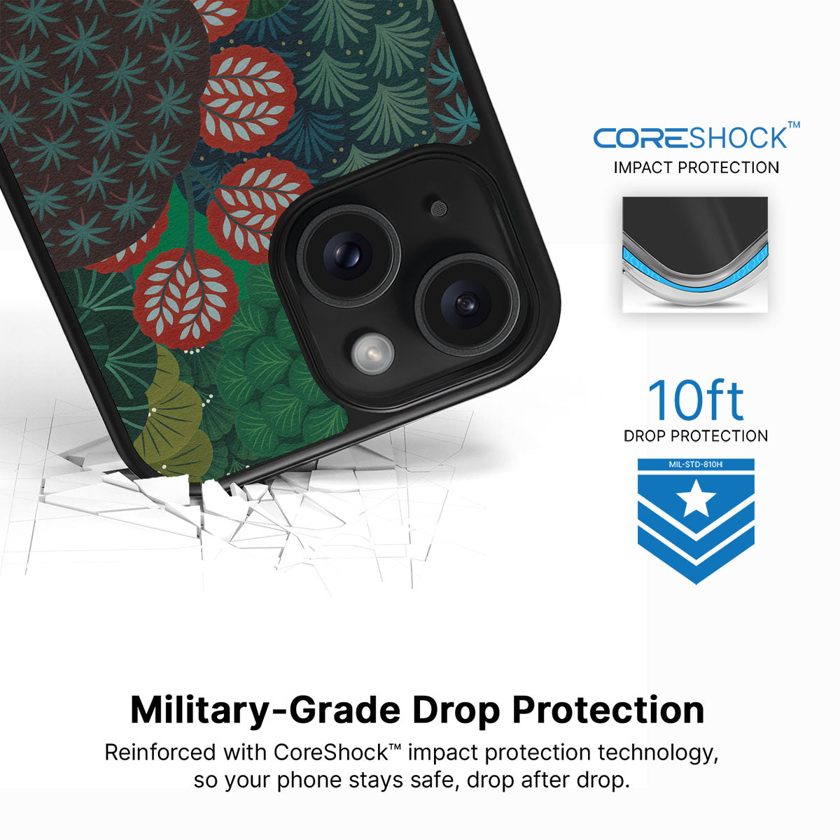 Flourishing Forests iPhone 15 case with drop protection