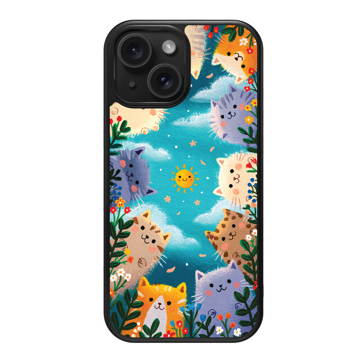 Garden Kittens design back view – iPhone 15 case