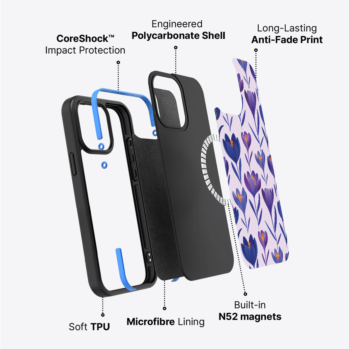 Midnight Crocus - iPhone 15 Case #case type_core (magsafe)