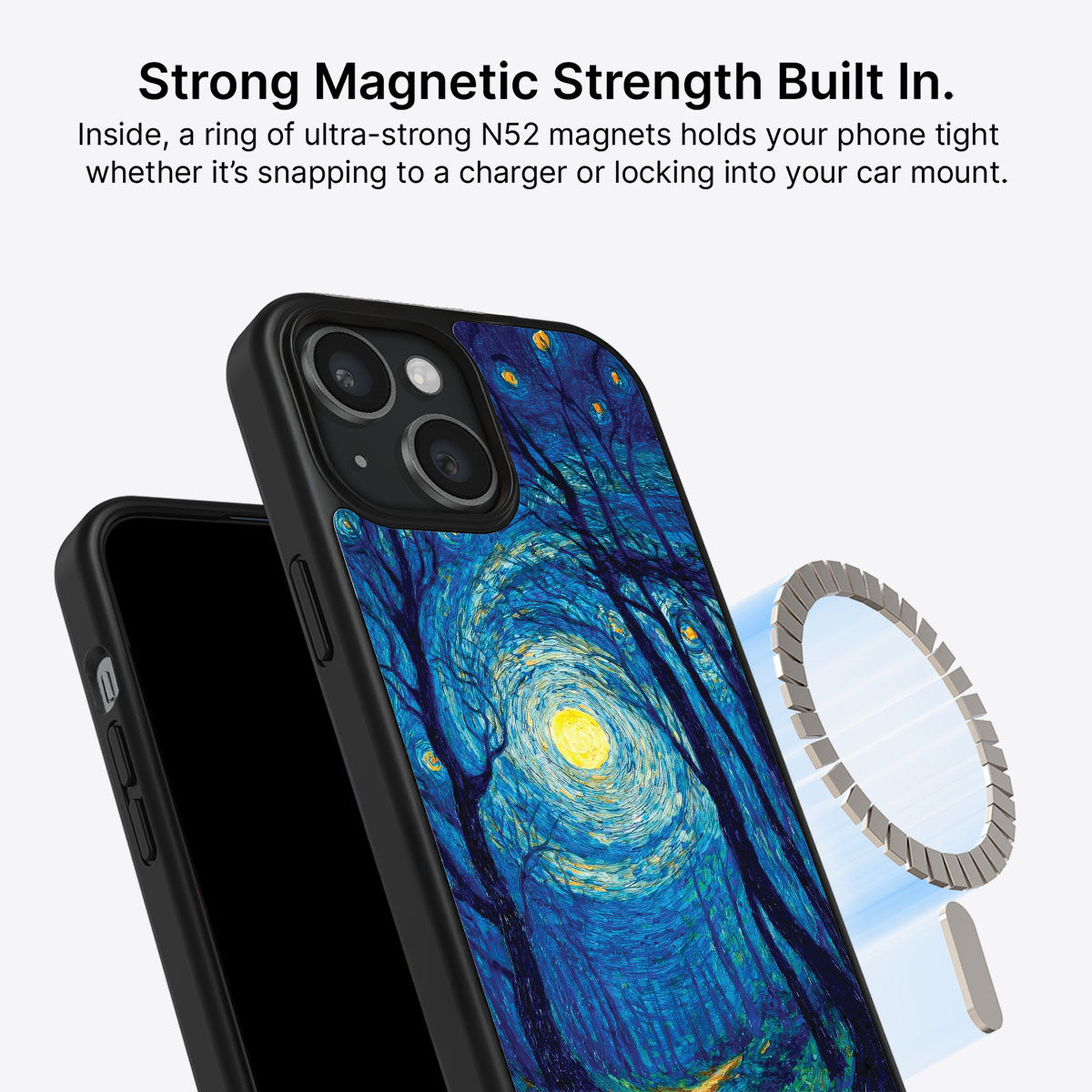 Woodland Designer iPhone 15 Case – Moonlit Forest | MagSafe