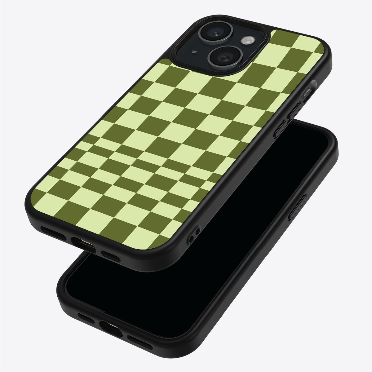 Olive Meadow iPhone 15 case – back and side view