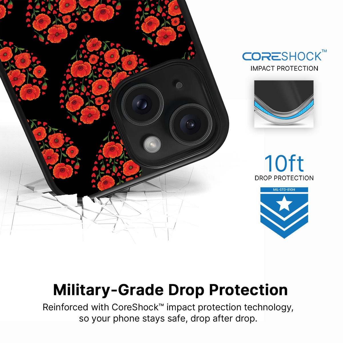 Poppy Heart - iPhone 15 Case #case type_core (magsafe), #case type_core (non magsafe)
