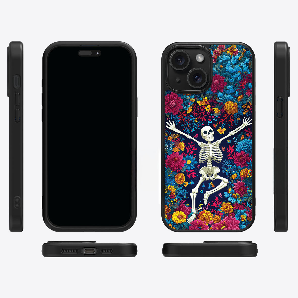 Floral Designer iPhone 15 Case – Skeleton Garden | MagSafe