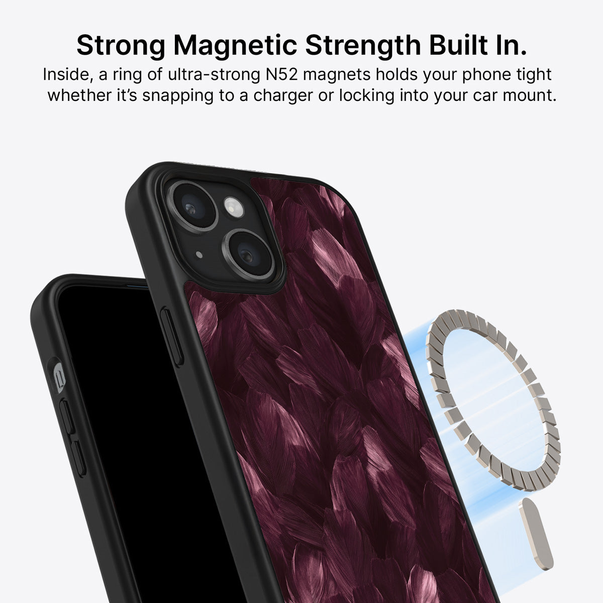 iPhone 15 MagSafe case – Wine Plumage design