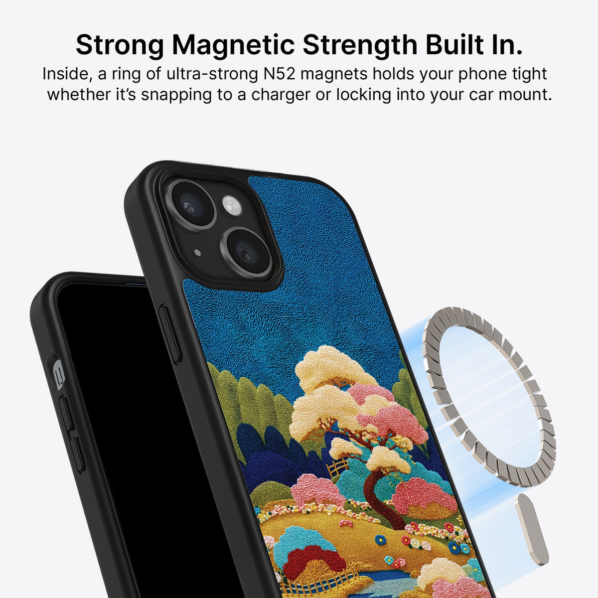 Japanese Art Designer iPhone 15 Case – Zen Garden | MagSafe