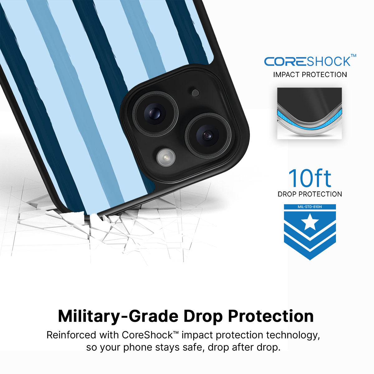 Blue Watercolor Stripes - iPhone 15 Plus Case #case type_core (magsafe), #case type_core (non magsafe)