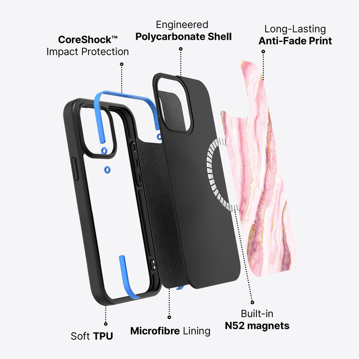 Blushed Marble - iPhone 15 Plus Case, #case type_core (magsafe)