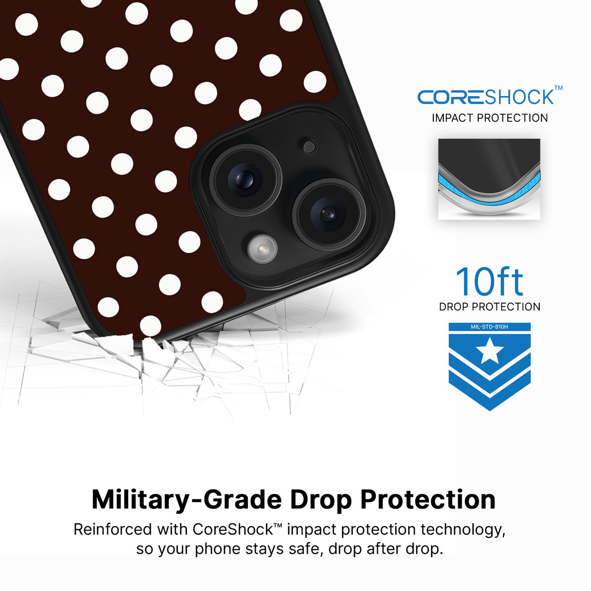 Cocoa Confetti iPhone 15 Plus case with drop protection