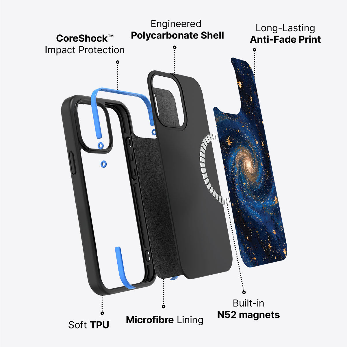 Galaxy Designer iPhone 15 Plus Case – Cosmic Tide | MagSafe