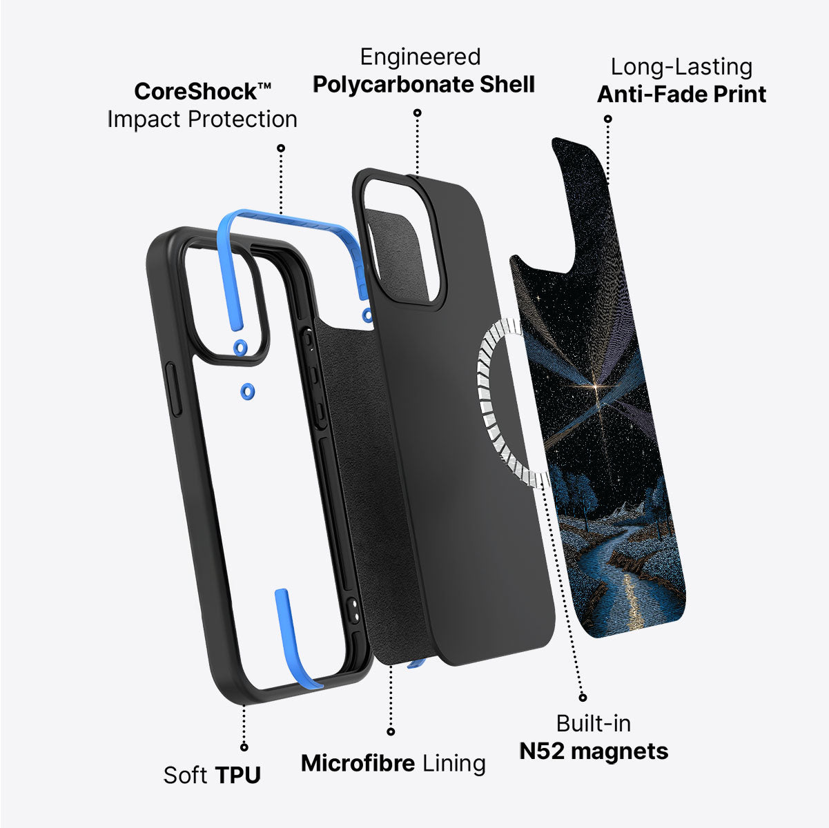 Celestial Designer iPhone 15 Plus Case – Falling Star | MagSafe
