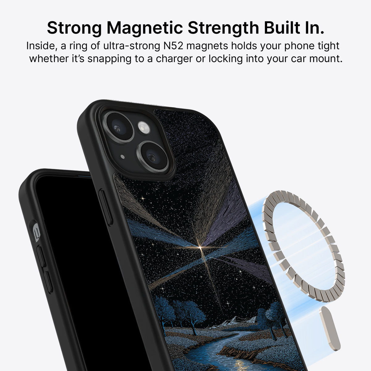 Celestial Designer iPhone 15 Plus Case – Falling Star | MagSafe