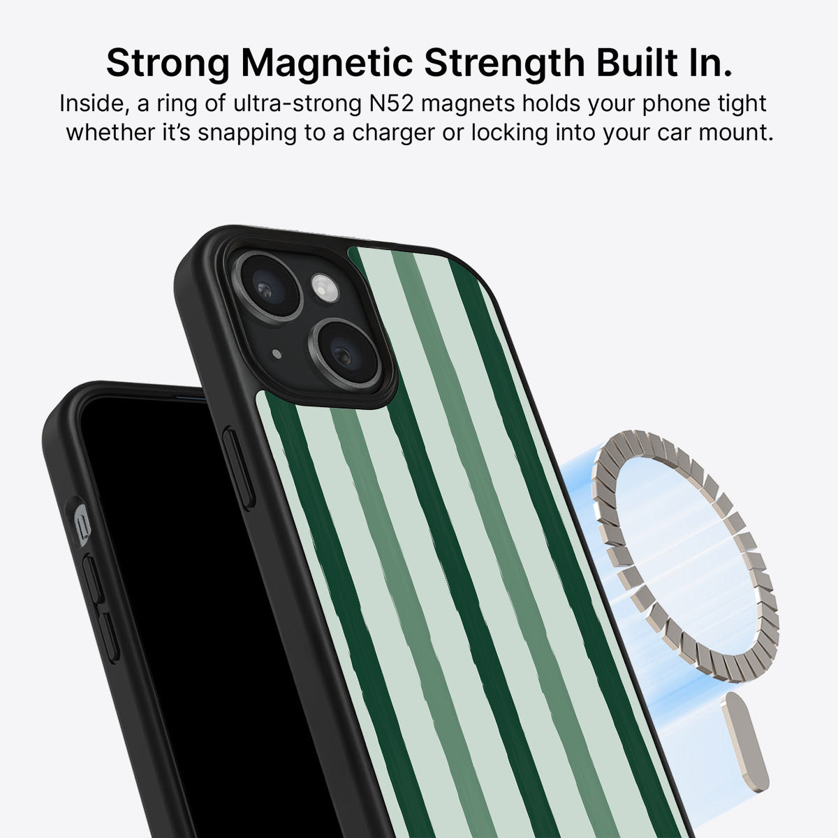 Green Watercolor Stripes - iPhone 15 Plus Case #case type_core (magsafe)