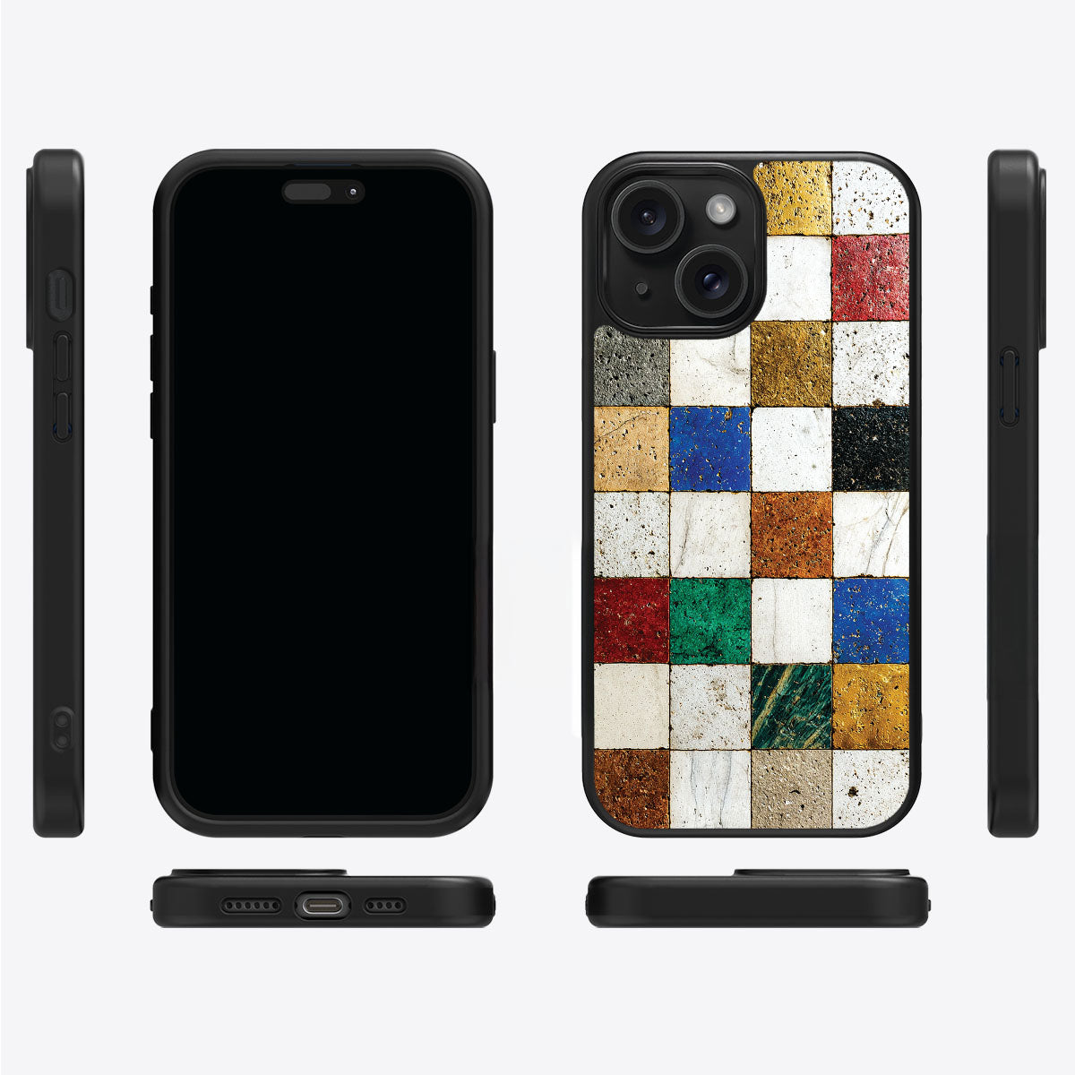 Heritage Mosaic iPhone 15 Plus case cover – multi-angle view