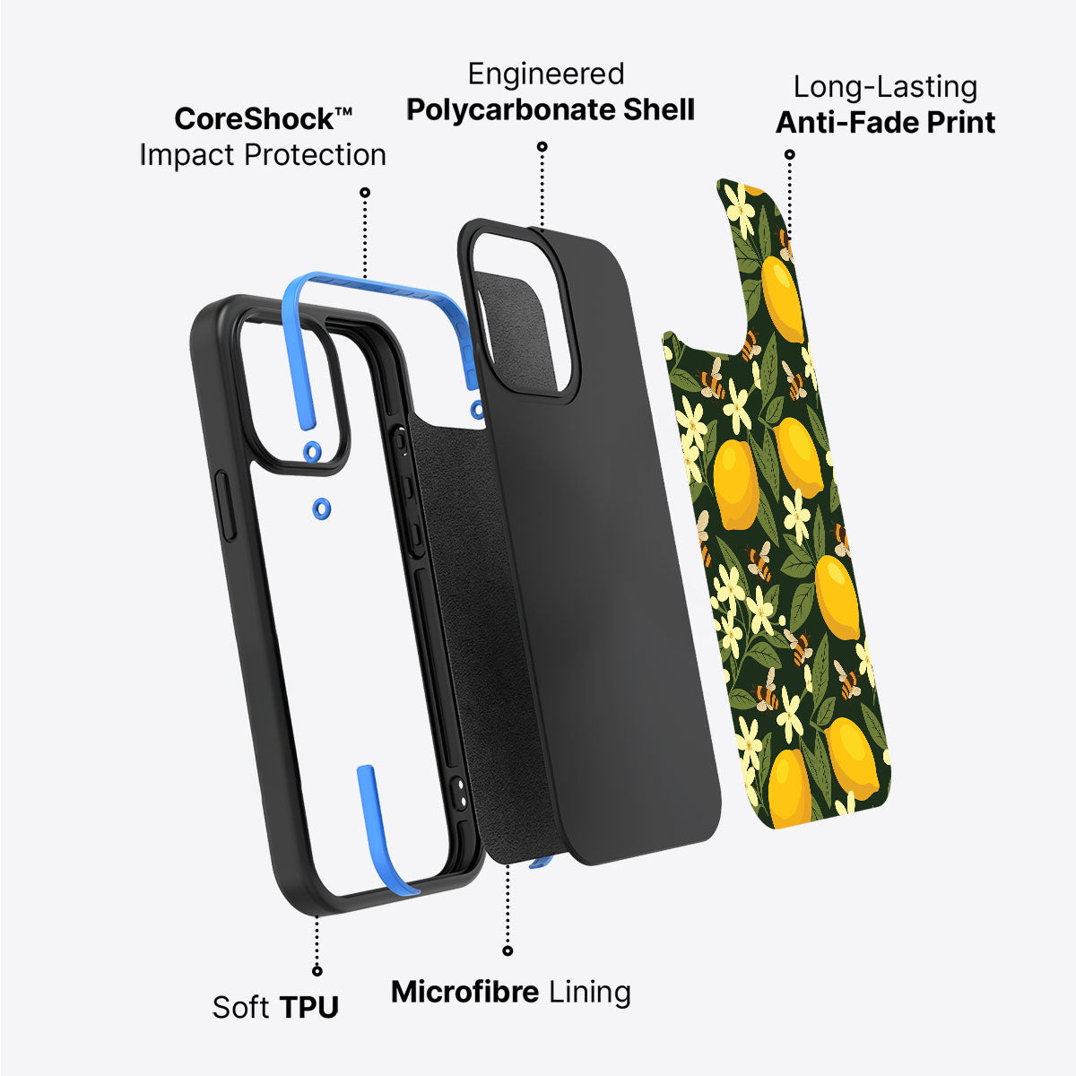 Lemon and Bees - iPhone 15 Plus Case #case type_core (non magsafe)