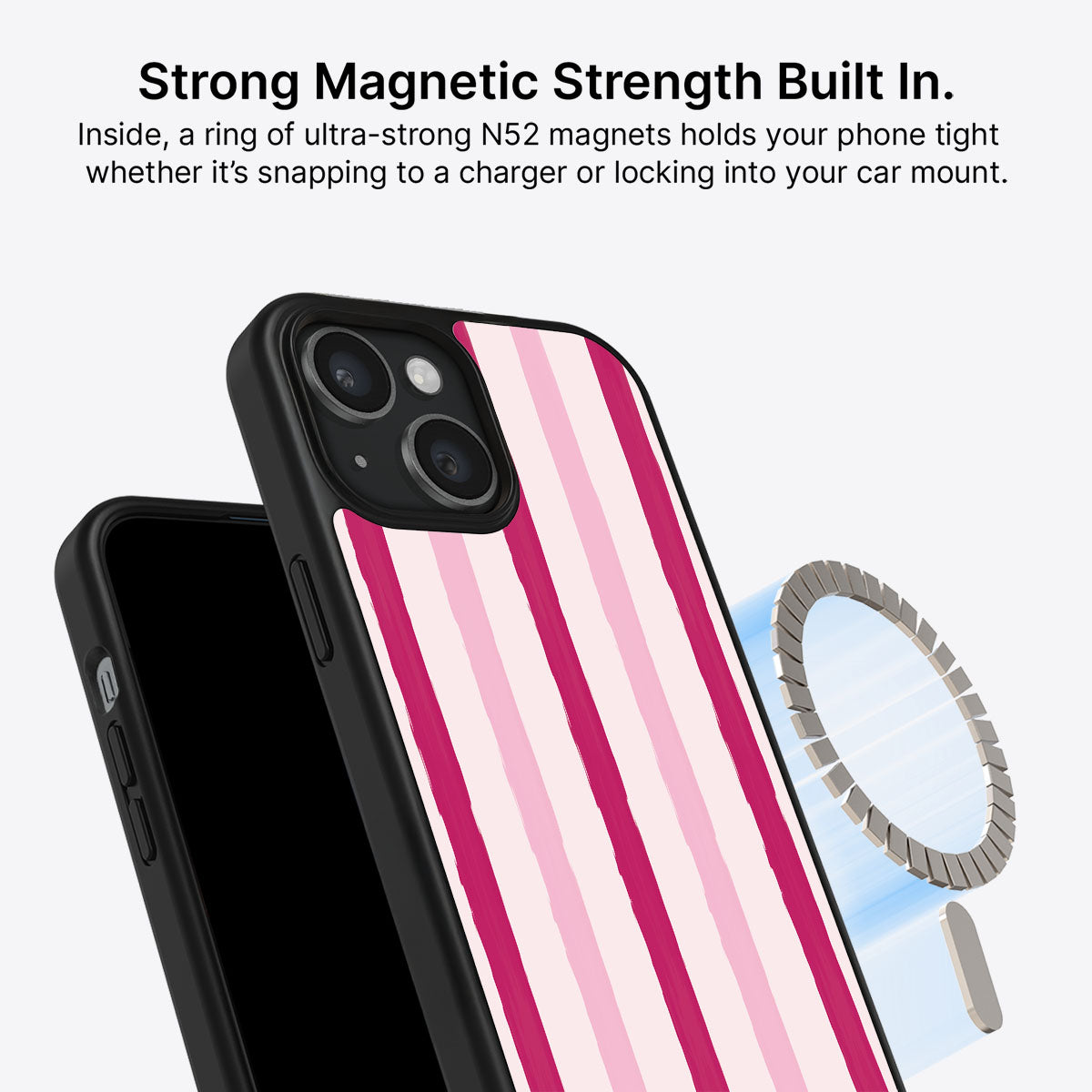 Pink Watercolor Stripes - iPhone 15 Plus Case #case type_core (magsafe)
