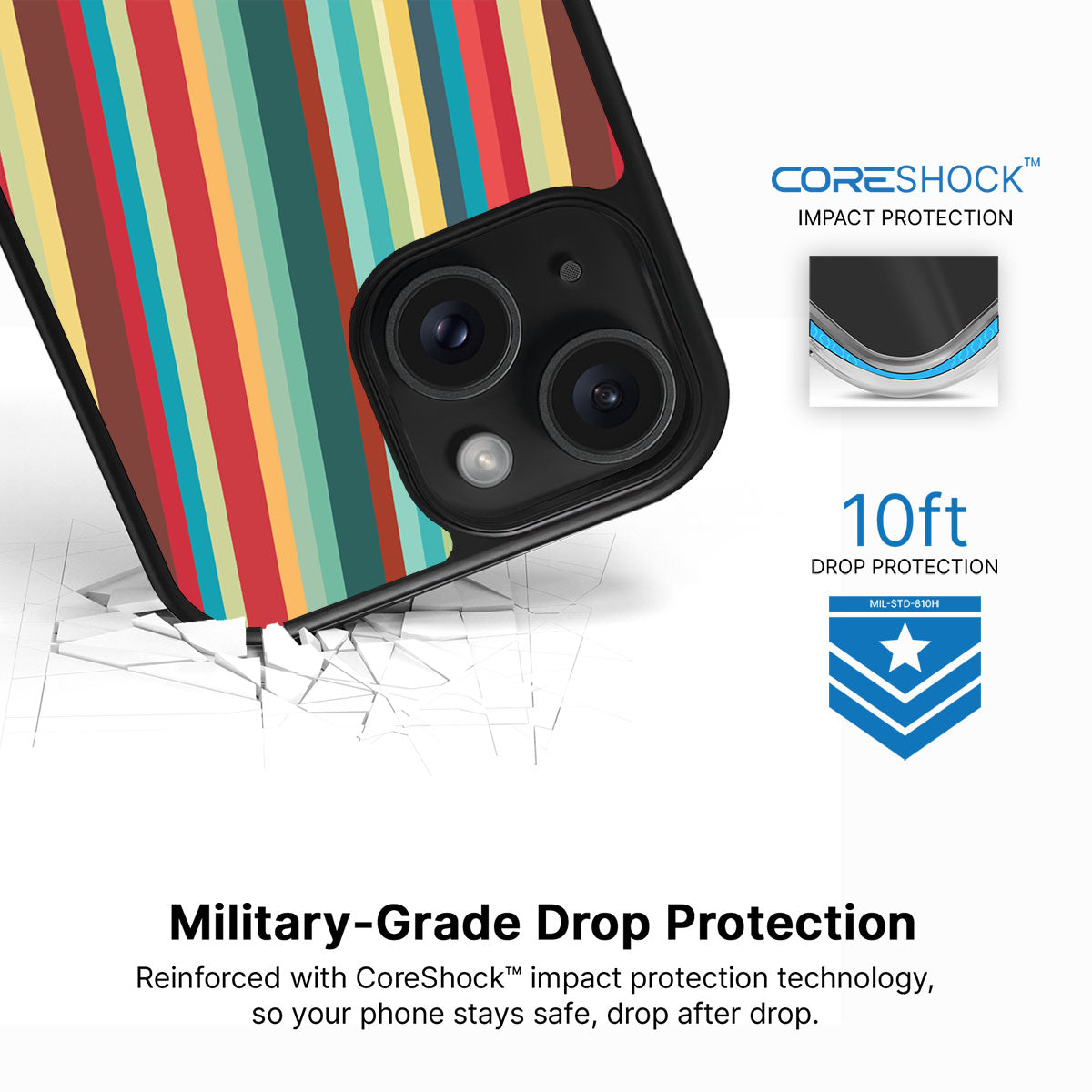 Retro Stripes - iPhone 15 Plus Case #case type_core (magsafe), #case type_core (non magsafe)