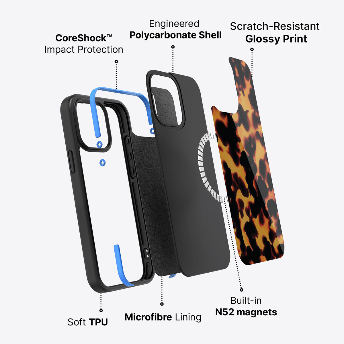 Animal Print Designer iPhone 15 Plus Case – Tortoise Shell | MagSafe