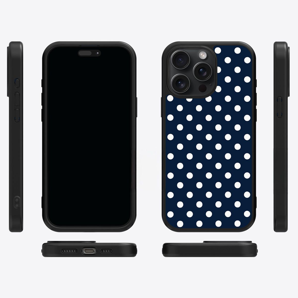 Navy Polka Dot iPhone 15 Pro Case – Deep Sea | MagSafe