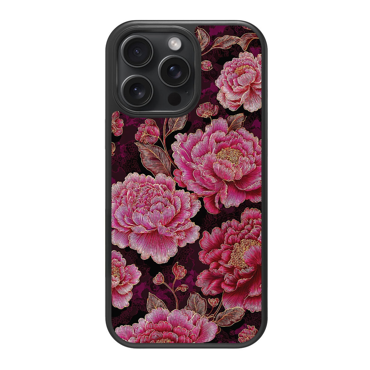 Floral Opulence design back view – iPhone 15 Pro case