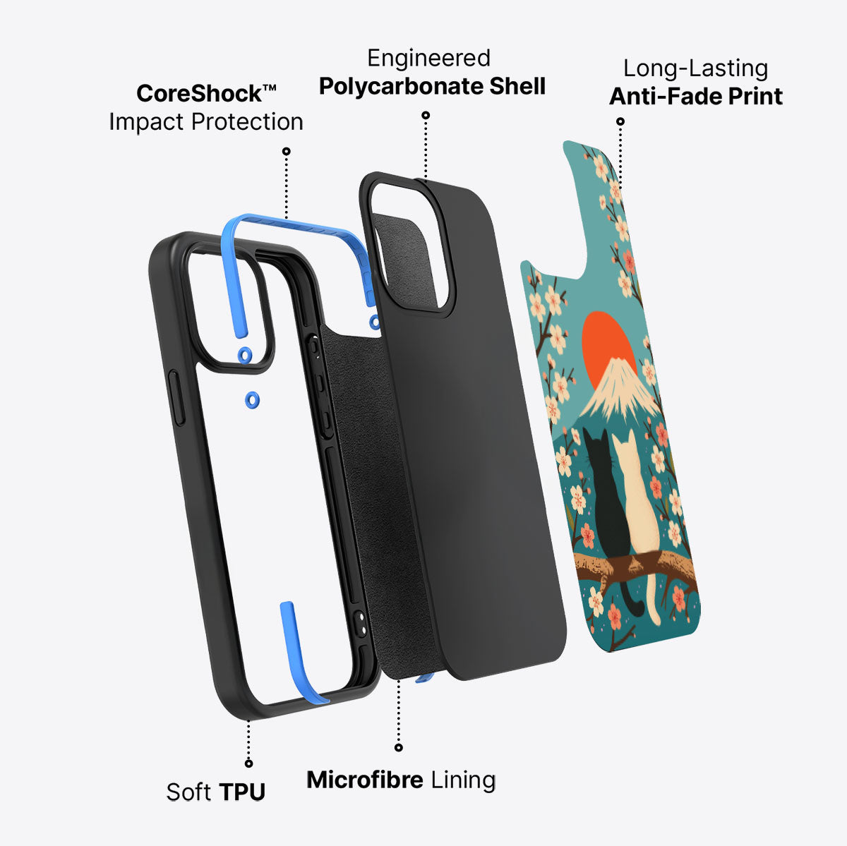 Fuji Cats - iPhone 15 Pro Case #case type_core (non magsafe)