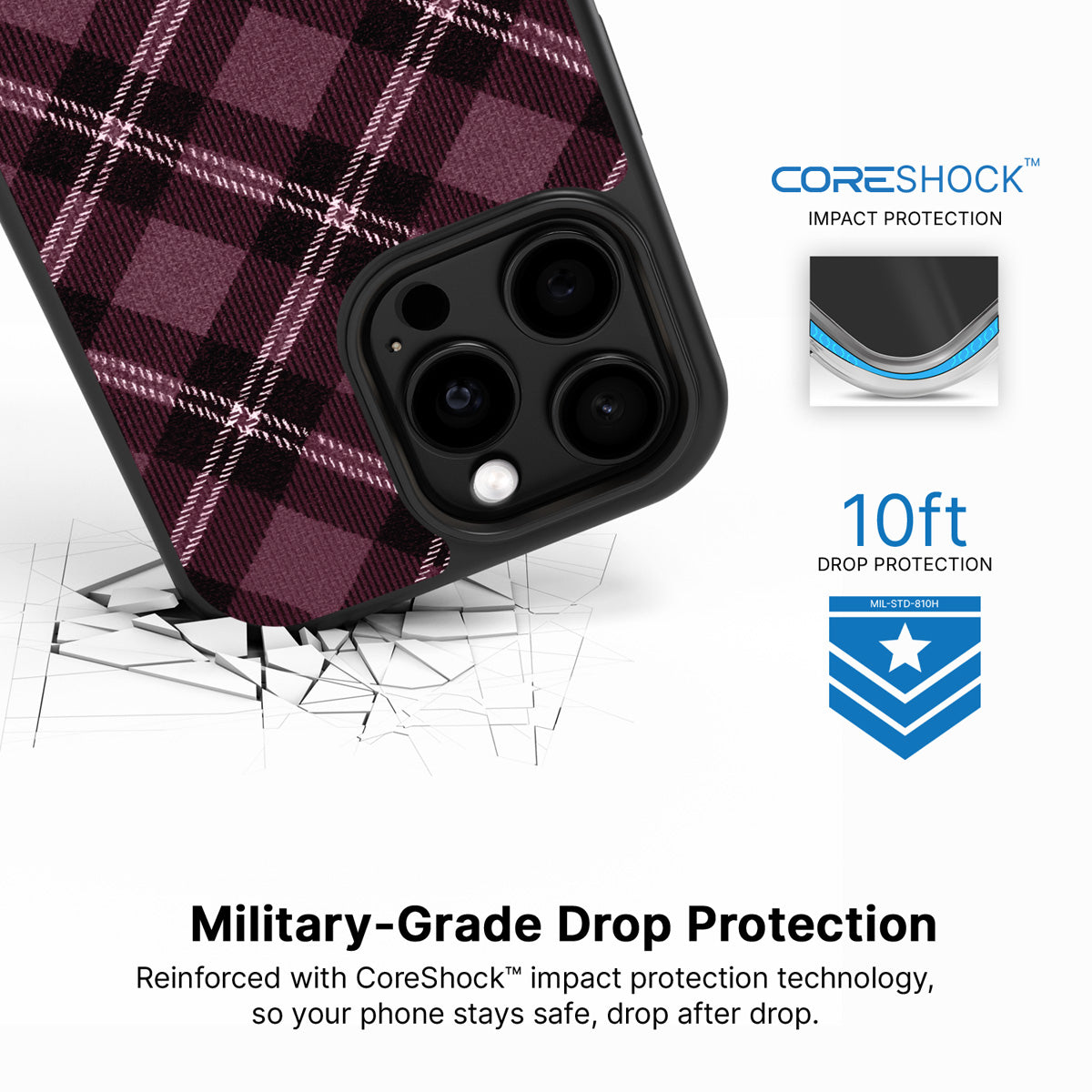 Merlot Weave iPhone 15 Pro case with drop protection