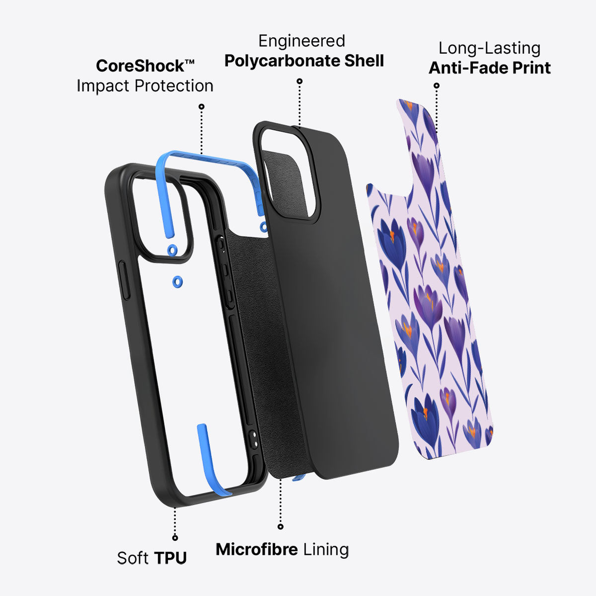 Midnight Crocus - iPhone 15 Pro Case #case type_core (non magsafe)