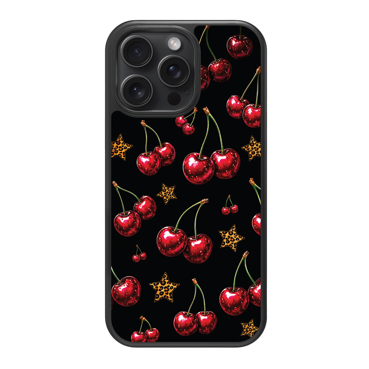 Rebel Cherry design back view – iPhone 15 Pro case