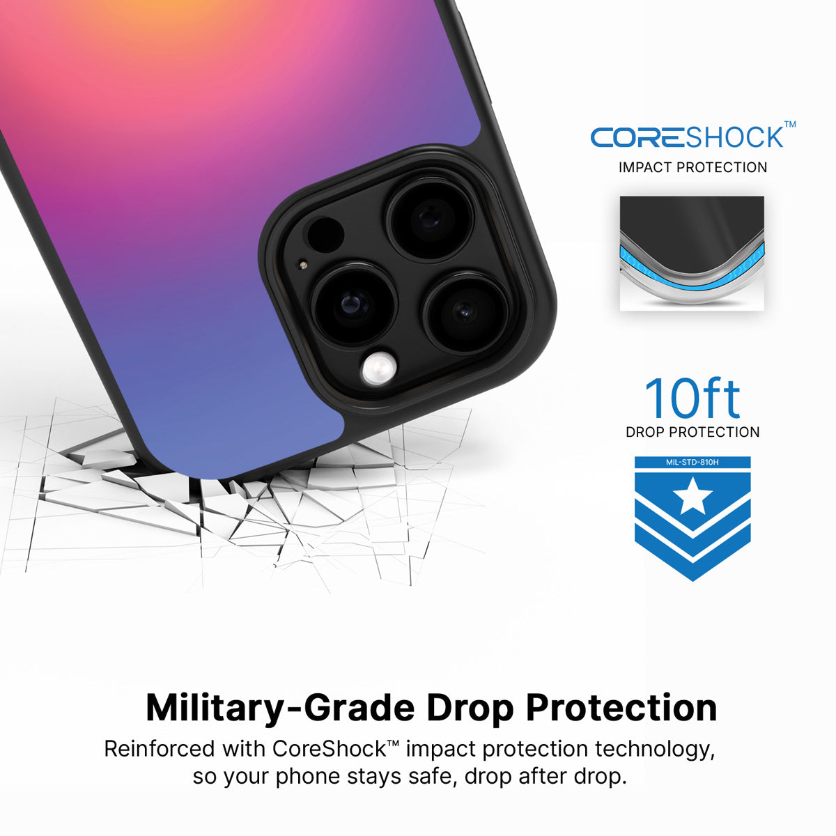 Aura Glow iPhone 15 Pro Max case with drop protection