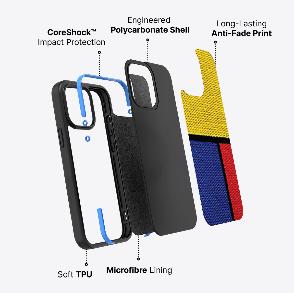 Bauhaus Blocks - iPhone 15 Pro Max Case #case type_core (non magsafe)