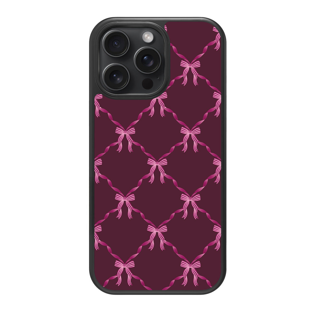 Bordeaux Bow design back view – iPhone 15 Pro Max case