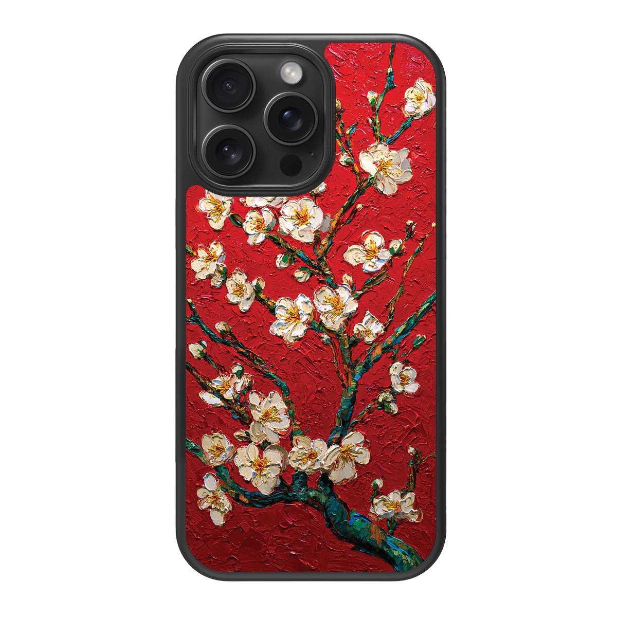 Crimson Blossom design back view – iPhone 15 Pro Max case